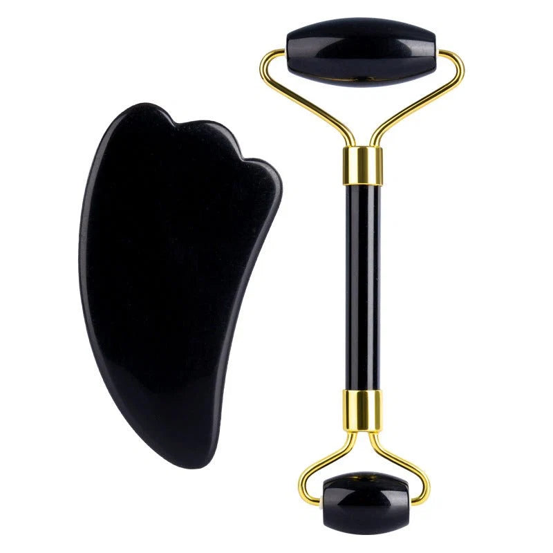 Jade Roller Guasha Set Black Genuine