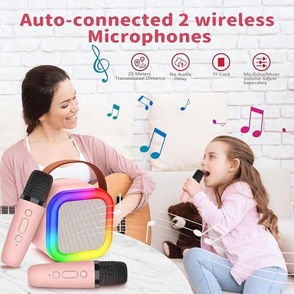 Portable Karaoke Speaker with 2 Wireless Microphones