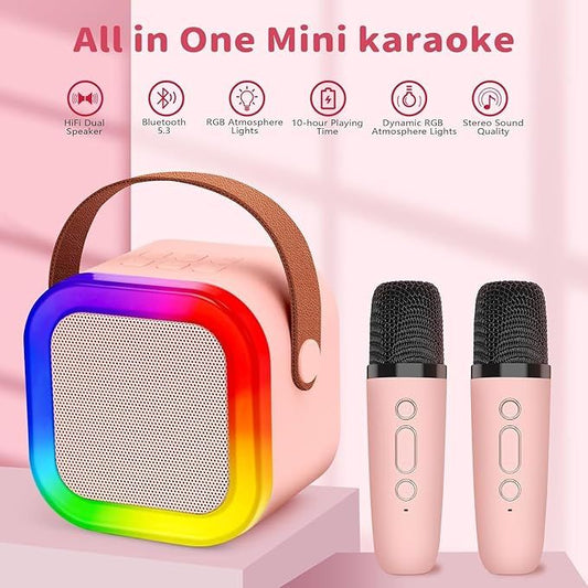 Portable Karaoke Speaker with 2 Wireless Microphones