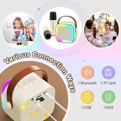 Portable Karaoke Speaker with 2 Wireless Microphones